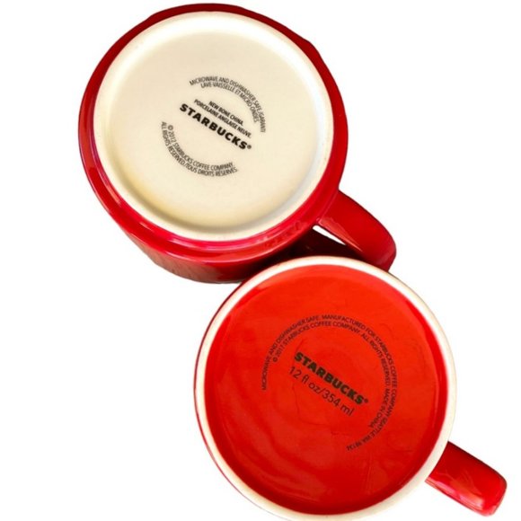 Two (2) Starbucks Christmas Coffee Mugs Red Gold Letters & Ornaments 2012 & 2017 - Picture 7 of 10